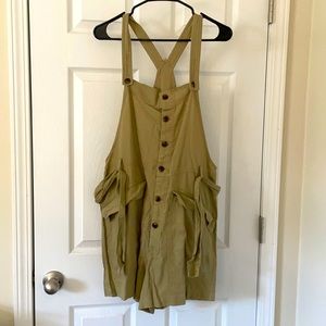 NWT Urban Outfitters Olive Shortalls Linen/Viscose